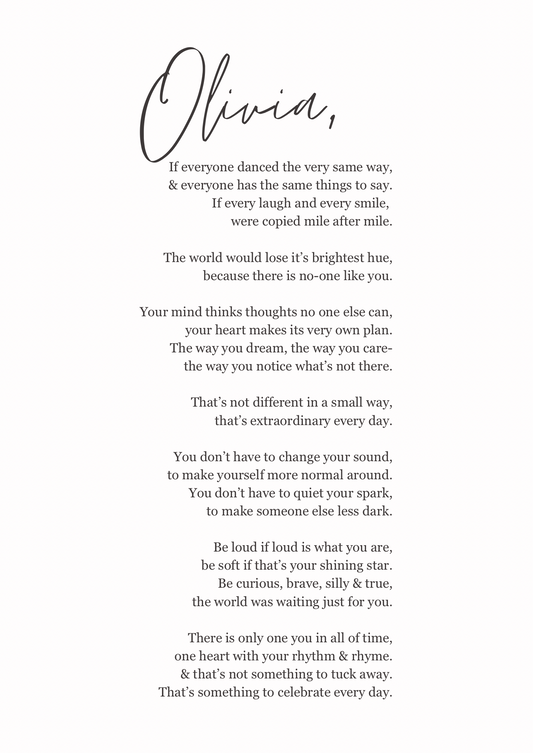 The Olivia- Personalised Poem