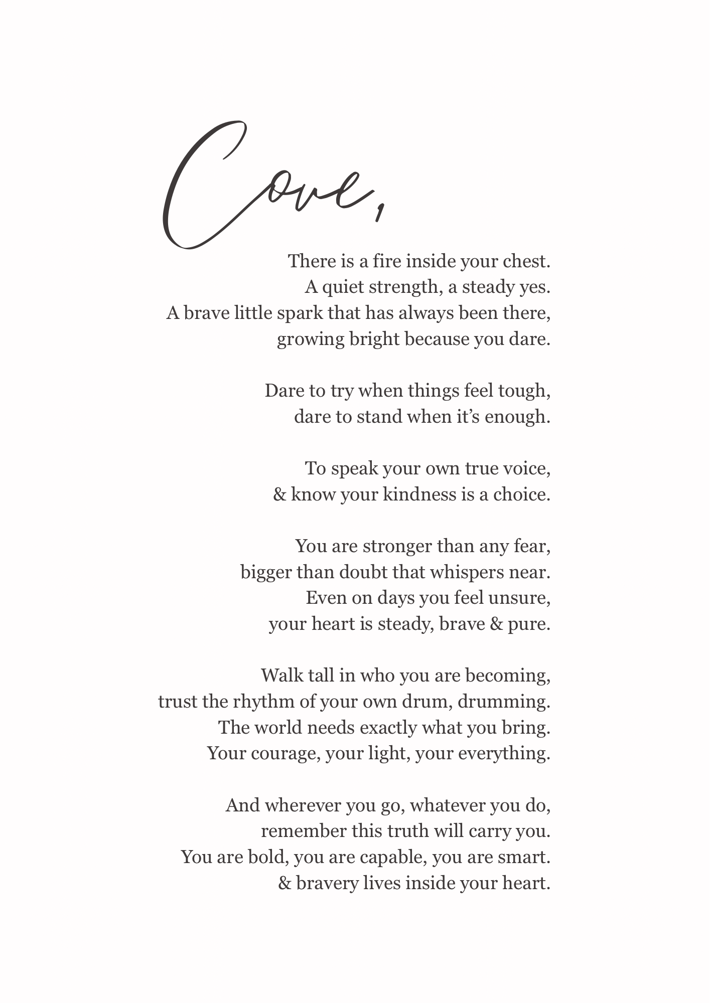 The Cove- Personalised Poem