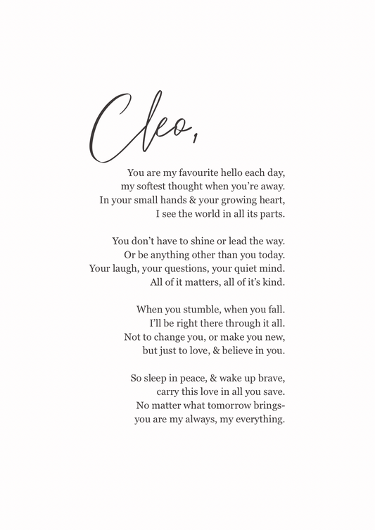 The Cleo- Personalised Poem