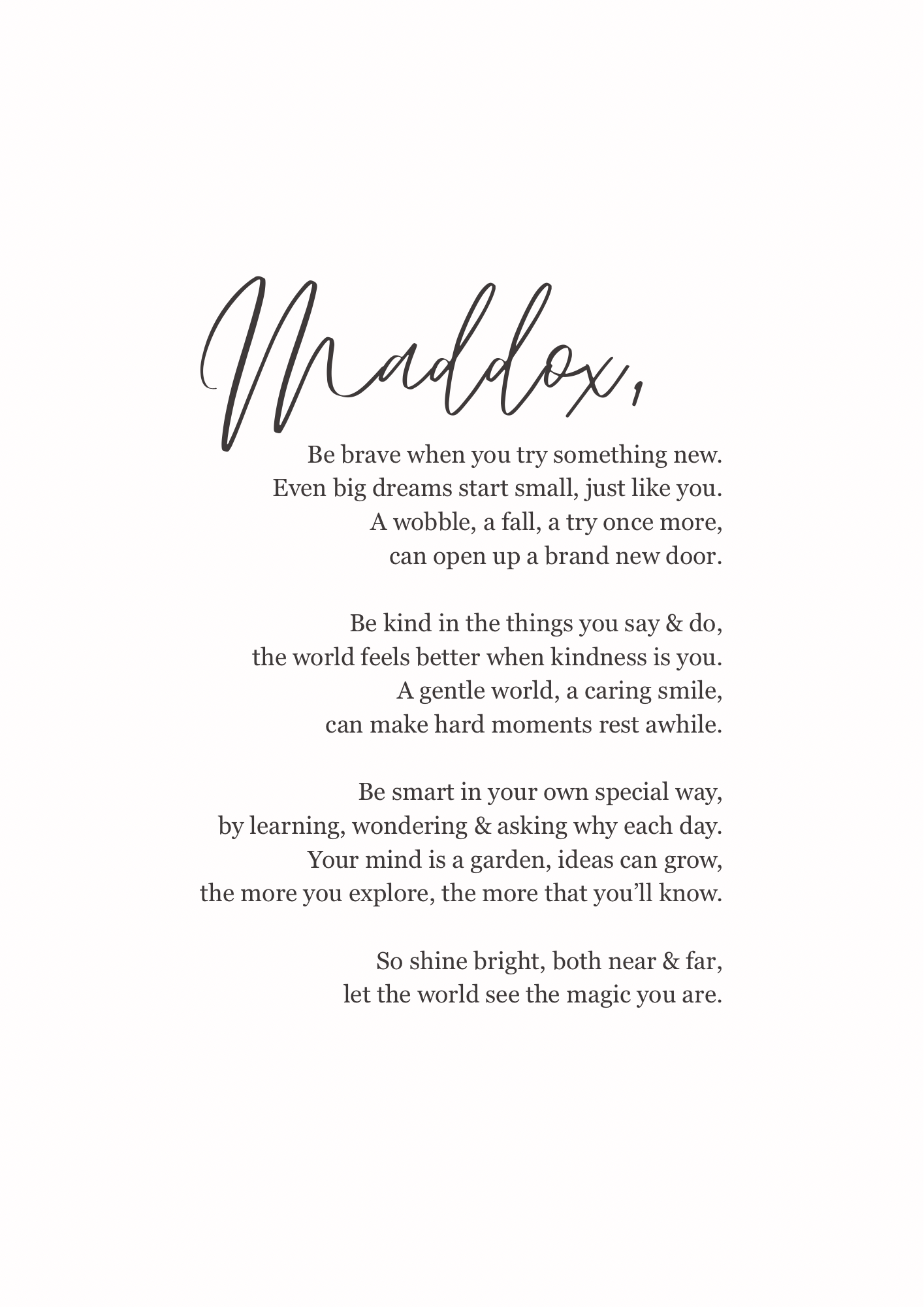 The Maddox- Personalised Poem