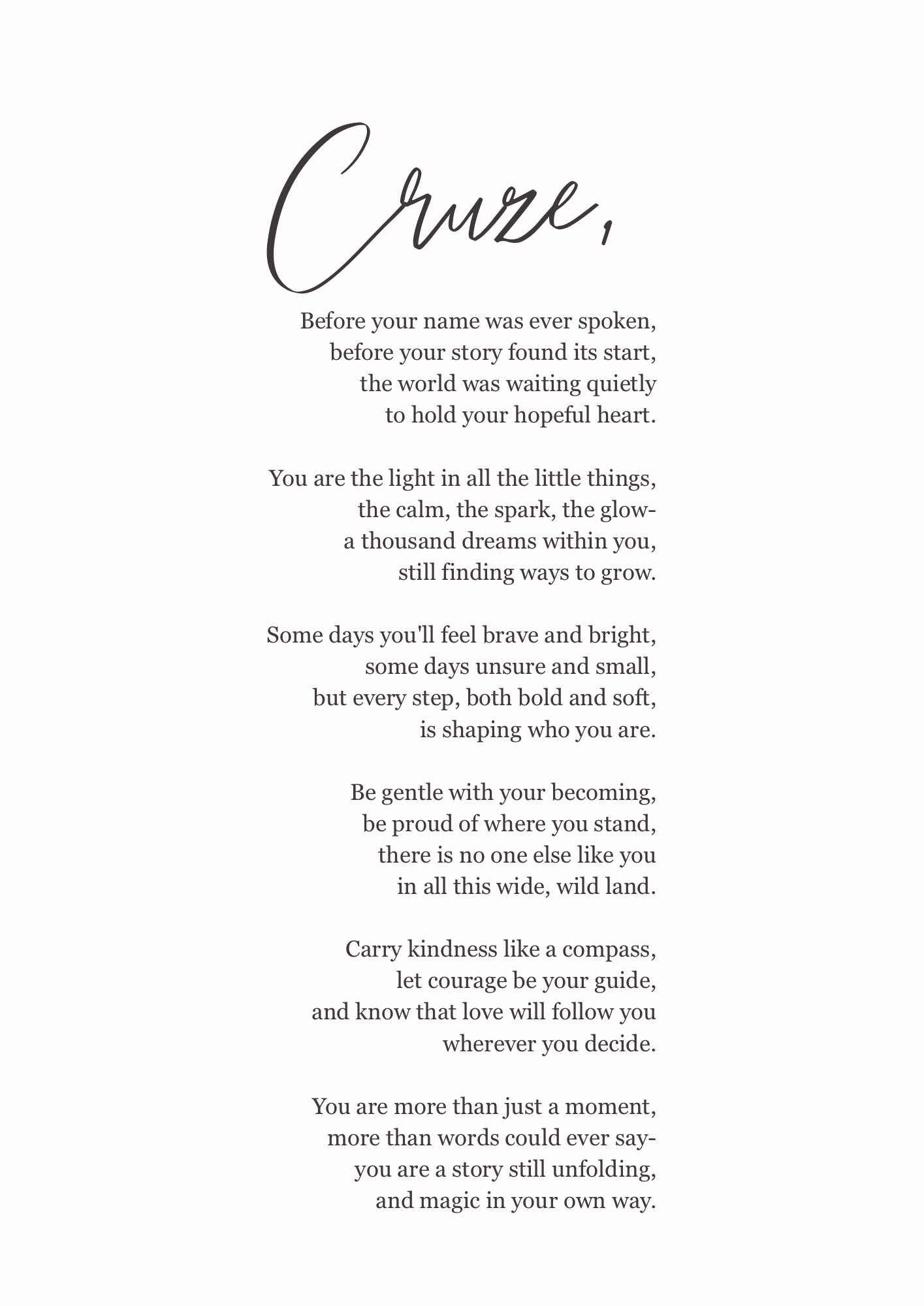 The Cruze- Personalised Poem