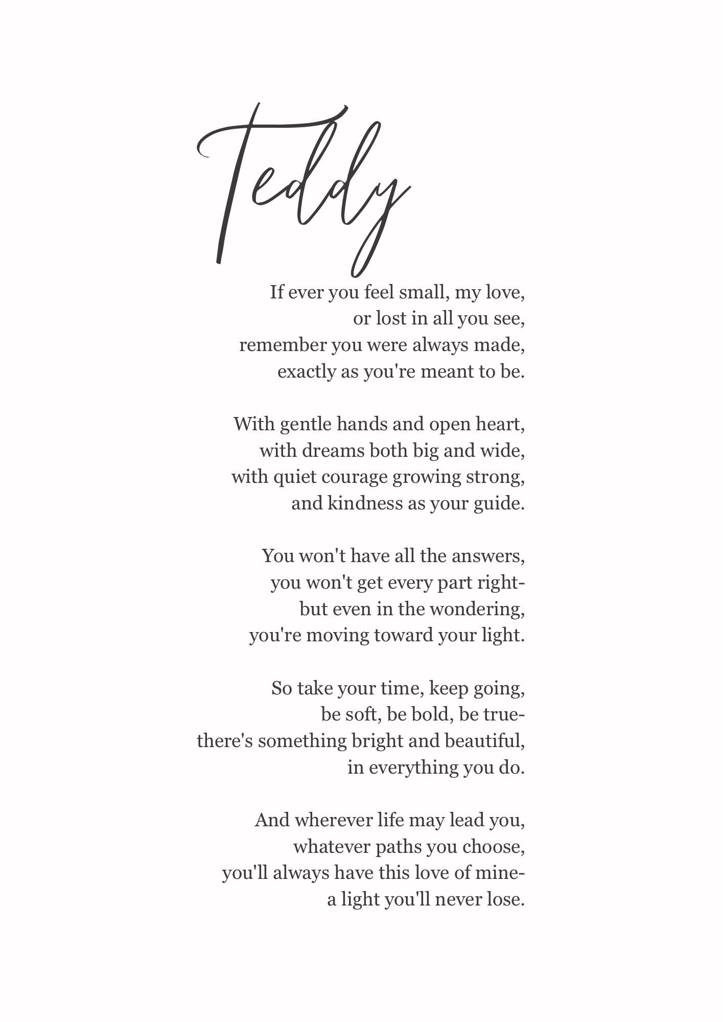 The Teddy- Personalised Poem