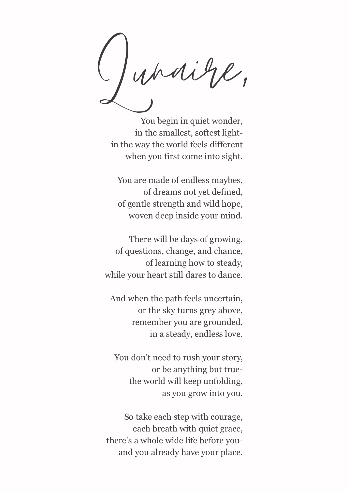 The Lunaire- Personalised Poem