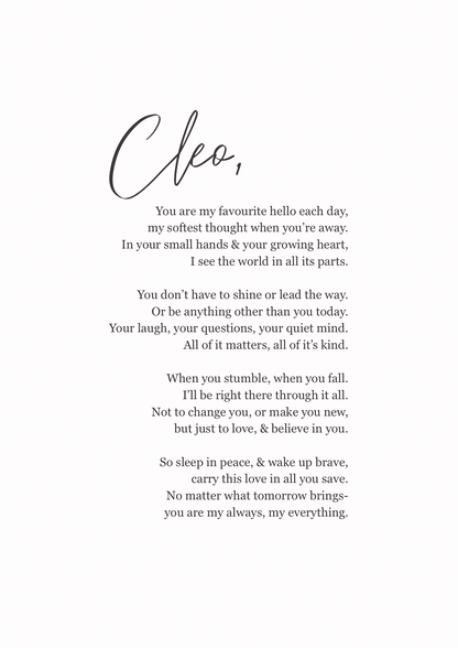 The Cleo- Personalised Poem