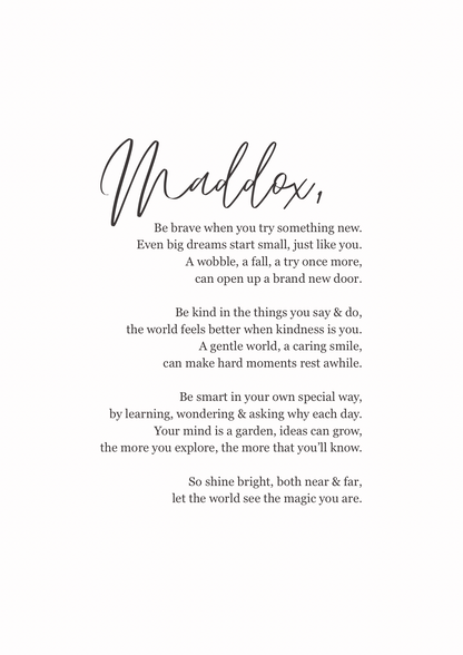 The Maddox- Personalised Poem