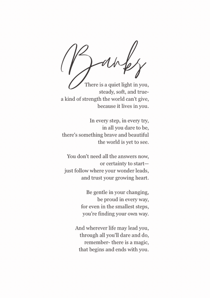 The Banks- Personalised Poem